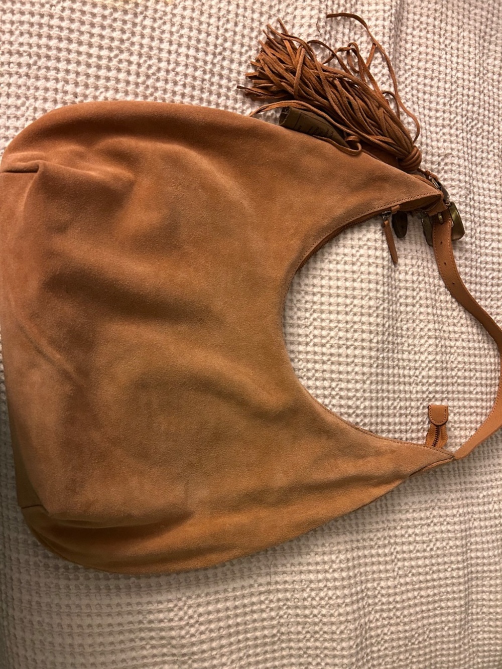 Vilenca Holland 100% Genuine Leather Suede Hobo Shoulder Bag – Light Tan – NWT - Picture 2 of 6